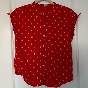 Old Navy Red Blouse with White Floral Accents